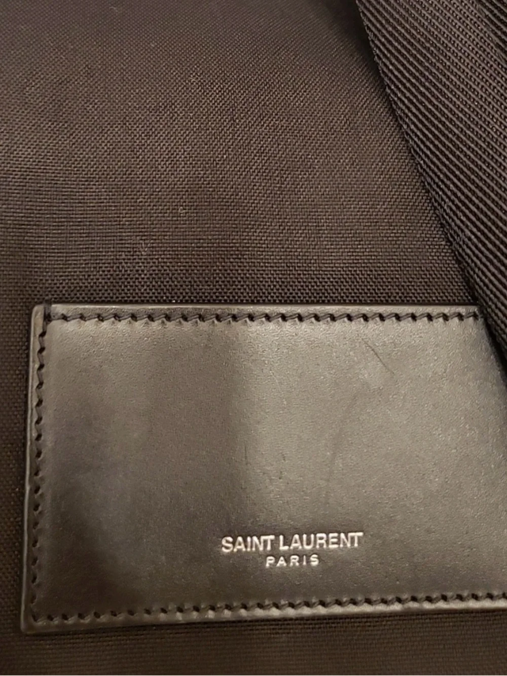 Saint Laurent Black and Silver Glitter Backpack with Logo